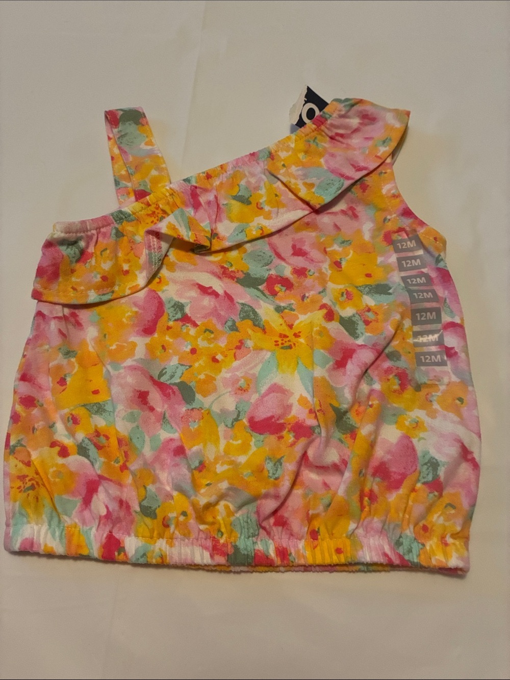 OshKosh B'gosh Yellow Pink Green Floral Ruffle Tank